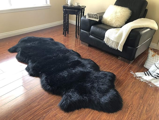 Free Shape Luxury Soft Fluffy Shag Area Rug Double 2'x6', 60x180cm - Vegan Fur Ultra Soft Indoor Carpet Nursery Rugs for Bedroom Home Decor, Brown with Beige Tips