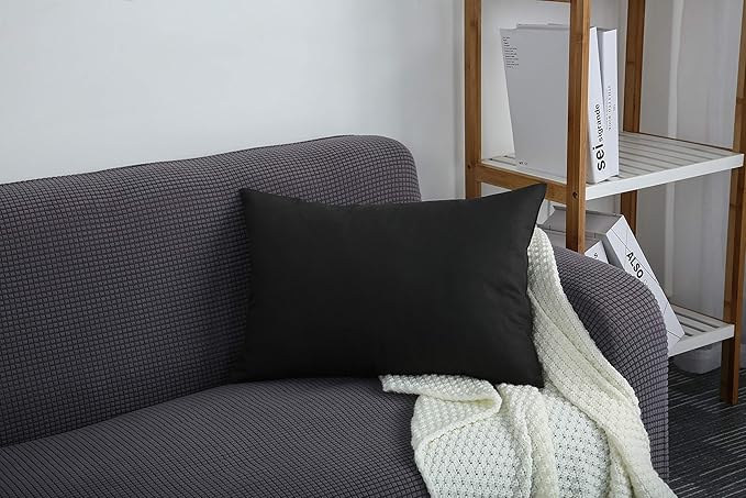 TangDepot Handmade Decorative Solid 100% Cotton Canvas Throw Pillow Covers/Pillow Shams, (12"x18", Charcoal Gray)