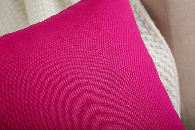TangDepot Set of 2 Handmade Decorative Solid 100% Cotton Canvas Throw Pillow Covers/Cushion Covers, 45 Colors Available - (16"x16" 2 Pieces, Brilliant Rose)
