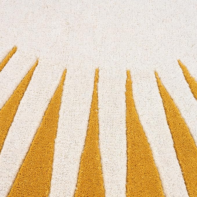 Modern Round Area Rug – Hand-Tufted with 100% NZ Wool, Thick & Soft Circular Carpet for Living Room, Bedroom & Dining Room Decor (Mustard, 9' Round)