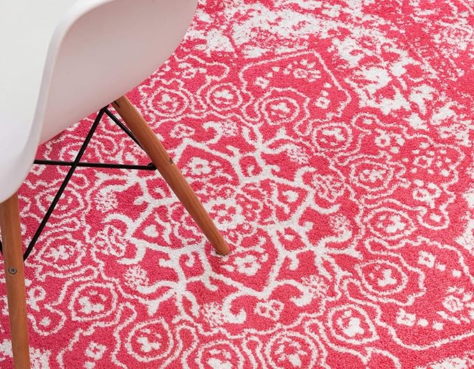Rugs.com Arlington Collection Rug – 5' x 8' Oval Pink Medium-Pile Rug Perfect for Living Rooms, Large Dining Rooms, Open Floorplans