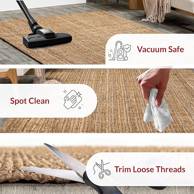 Nuloom Ashli Hand Woven, Natural, 4' x 6', Farmhouse, Jute, Soft and Textured, High Traffic, Stain Resistant, Easy Clean, Durable Area Rug for Bedroom, Living Room, Dining Space, Den, Foyer, Entryway