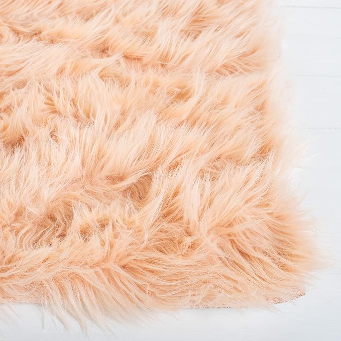 SAFAVIEH Faux Sheep Skin Collection 3' x 5' Light Pink FSS235U Silken Glam 2.35-inch Thick Area Rug