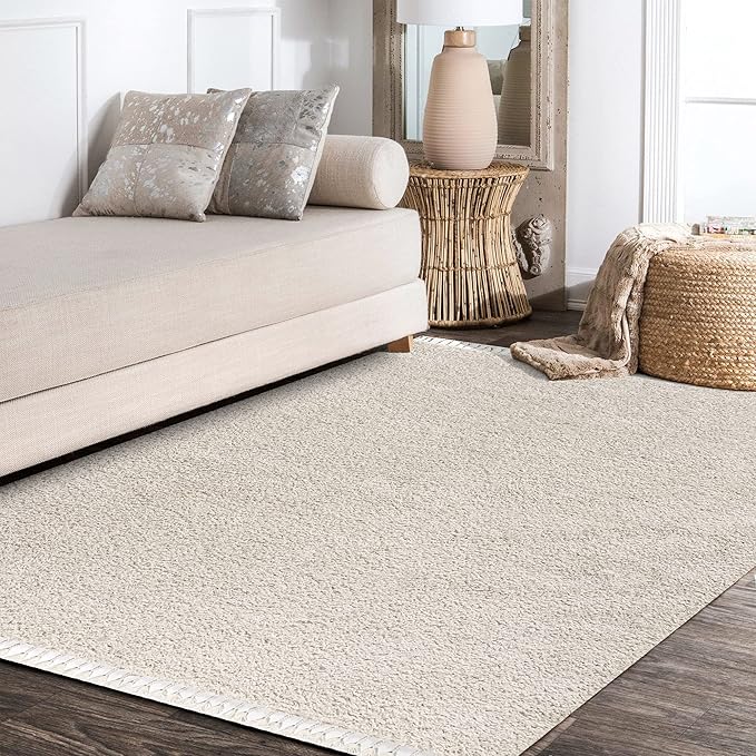 JONATHAN Y Mercer Shag Plush Tassel Cream Indoor Area Rug, 8x10, Contemporary, Modern, Easy-Cleaning for Living Room, Bedroom, Kitchen, Pet Friendly, Non-Shedding (MCR100D-8)