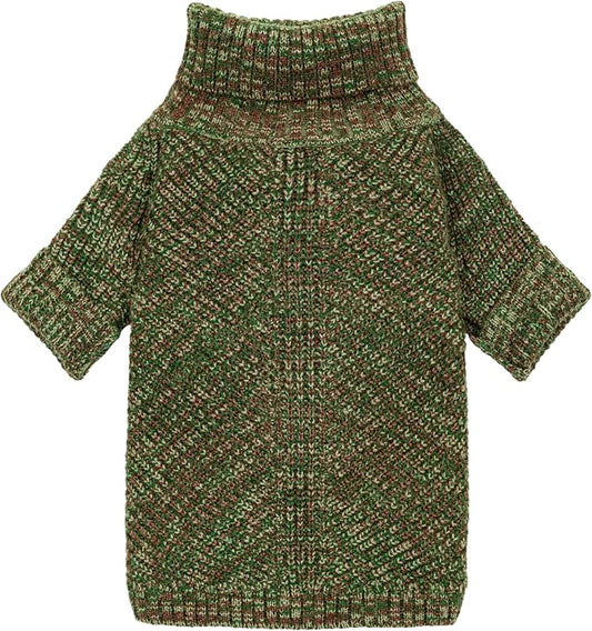 Fitwarm Knitted Turtleneck Dog Sweater, Thermal Dog Winter Clothes for Small Dogs Boy Girl, Holiday Pet Outfit, Heather Green, Large
