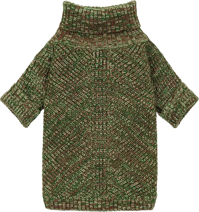 Fitwarm Knitted Turtleneck Dog Sweater, Thermal Dog Winter Clothes for Small Dogs Boy Girl, Holiday Pet Outfit, Heather Green, Medium