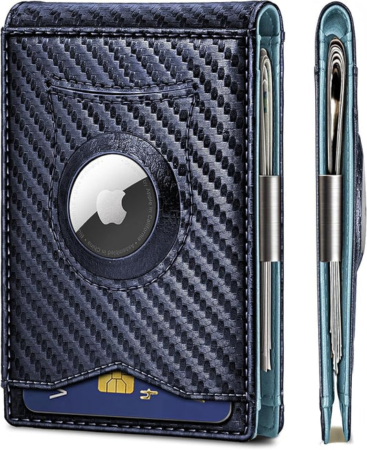 BULLIANT Men Wallet Airtag&Standard Use,Slim Front Pocket Wallet Money Clip for Gifg Men RFID Blocking 11Cards