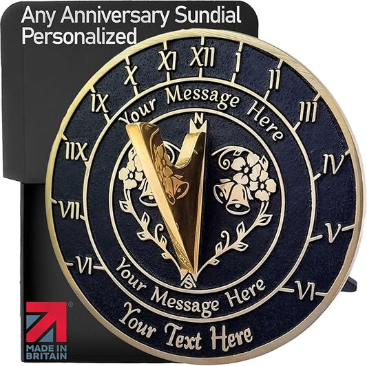 The Metal Foundry Personalized Sundial ‘What Love is’ - Heavy Duty Recycled Brass Home Decor Or Garden Present Idea Made in The UK for Parents, Grandparents, Friends, Couples