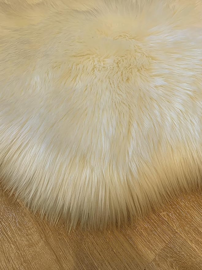 LAMBZY Faux Sheepskin Super Soft Hypoallergenic Silky Shag Rug for Living Room, Kids Room, Sofa (Single 2'x3', Cream)