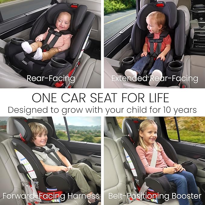 Britax One4Life All in One Convertible Car Seat, 3 in 1 Car Seat & Booster Seat with Easy ClickTight Installation, Extended Rear Facing Capacity, and Breathable SafeWash Fabrics — Parchment