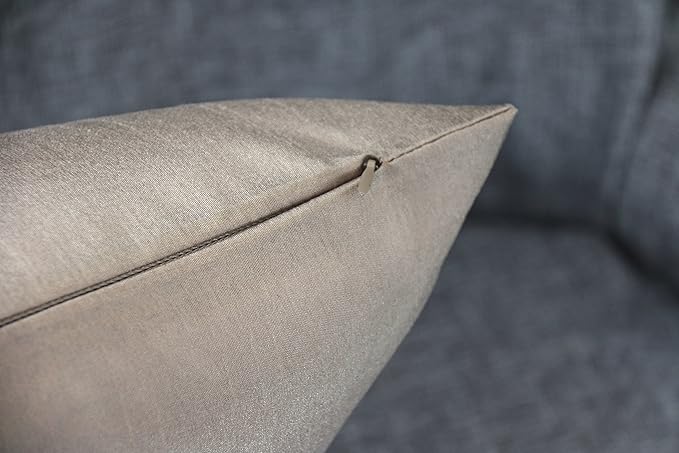 Aiking Home 12x18 Inches Faux Silk Rectangular Throw Pillow Cover, Zipper Closure, Sand (Set of 2)
