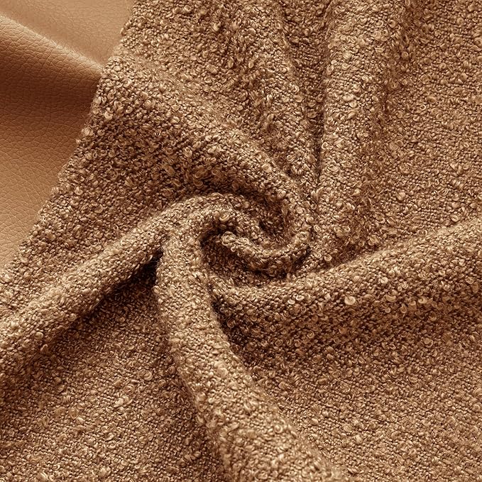 MIULEE Boucle Throw Pillow Covers 18x18 Inch Set of 2 Brown Faux Leather Textured Decorative Pillow Cases Boho Farmhouse Accents Cushion Covers for Couch Bed Livingroom Home Decor