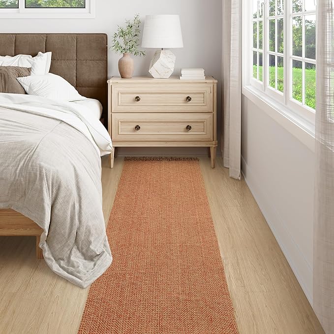 Collive Long Hallway Runner Rug 2.6' x 10', Washable Runner Indoor Entryway Rug, Terracotta Braided Woven Kitchen Runner Rugs Low-Profile Front Door Floor Carpet for Laundry Room Bedroom