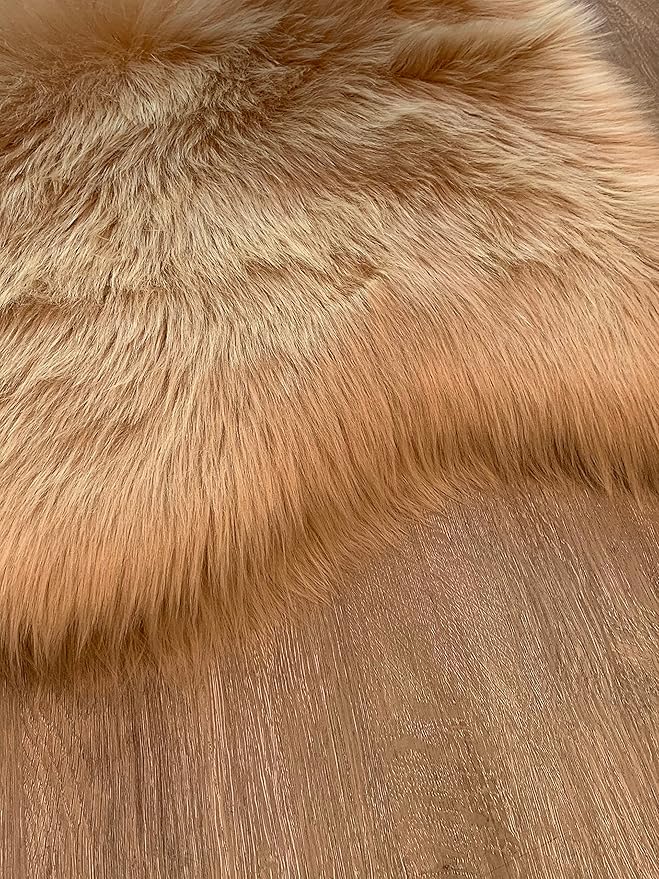 LAMBZY Faux Sheepskin Super Soft Hypoallergenic Silky Shag Rug for Living Room, Kids Room, Sofa (Duo Decto 12 Pelts 6'x12', Beige)