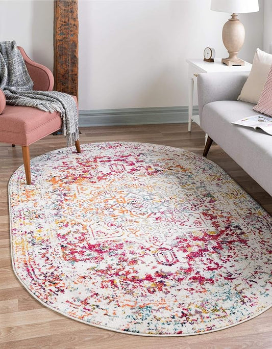 Rugs.com Arlington Collection Rug – 3' x 5' Oval Multi Medium-Pile Rug Perfect for Living Rooms, Large Dining Rooms, Open Floorplans