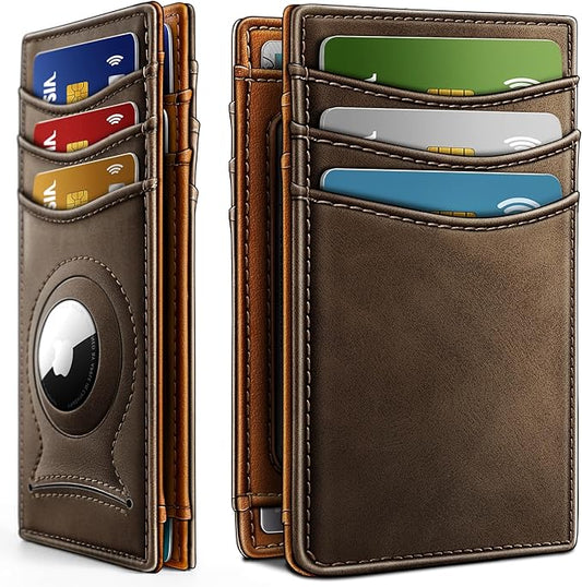 BULLIANT Slim Wallet For Men 12Cards,Magnetic Flip Build-in Money Clip Airtag Compatible-RFID Blocking
