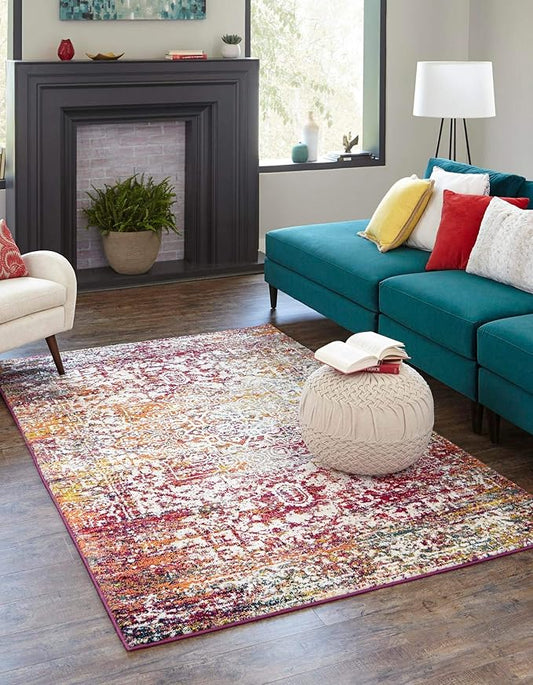 Rugs.com Arlington Collection Rug – 7' x 10' Multi Medium-Pile Rug Perfect for Living Rooms, Large Dining Rooms, Open Floorplans