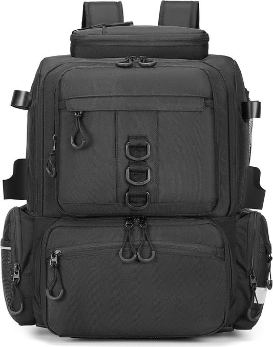 Rabjen Fishing Tackle Backpack, 45L Storage Waterproof Travel Bag Store Fishing Gear with Insulated Top Pocket