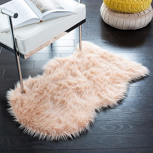 SAFAVIEH Faux Sheep Skin Collection 2' x 3' Light Pink FSS115U Silken Glam 2.35-inch Thick Accent Rug