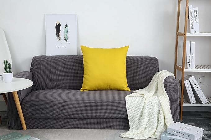 TangDepot Handmade Decorative Solid 100% Cotton Canvas Throw Pillow Covers/Pillow Shams, (28" x28" , Deep Yellow, 1 Count (Pack of 1))