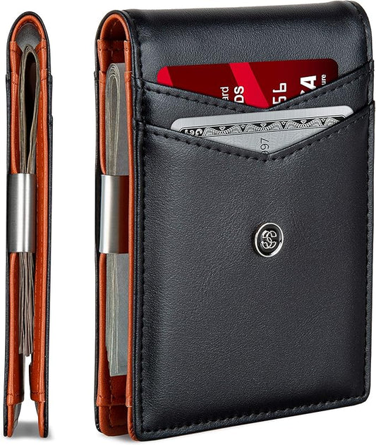 Suavell Slim Wallets for Men. Minimalist Bifold Wallet With Money Clip & ID Window. RFID Blocking Credit Card Holder Front Pocket Wallet, Gifts For Men - Husband Father On Birthday Anniversary.