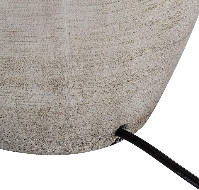 Regency Hill Glenn Rustic Country Cottage Style Table Lamps 27" Tall Set of 2 Southwest Urn Neutral Fabric Drum Shade Decor for Living Room Bedroom House Bedside Nightstand Home Office