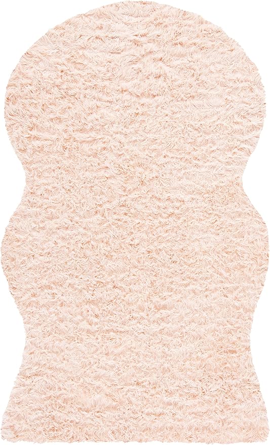 SAFAVIEH Faux Sheep Skin Collection 5' x 8' Light Pink FSS115U Silken Glam 2.35-inch Thick Area Rug