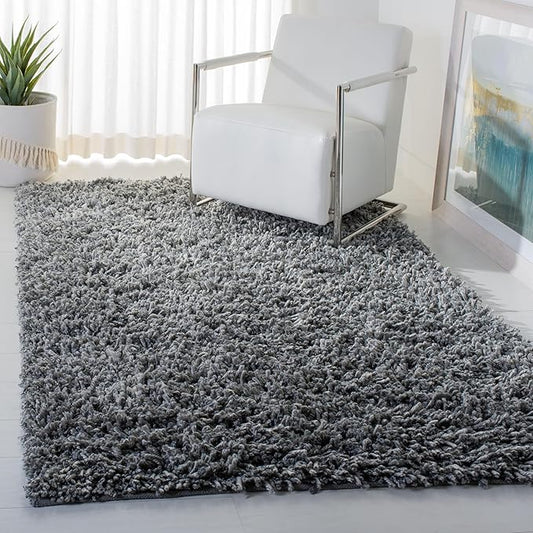 SAFAVIEH Sheep Shag Collection 4' x 6' Silver SSG212G Handmade 1-inch Thick Area Rug