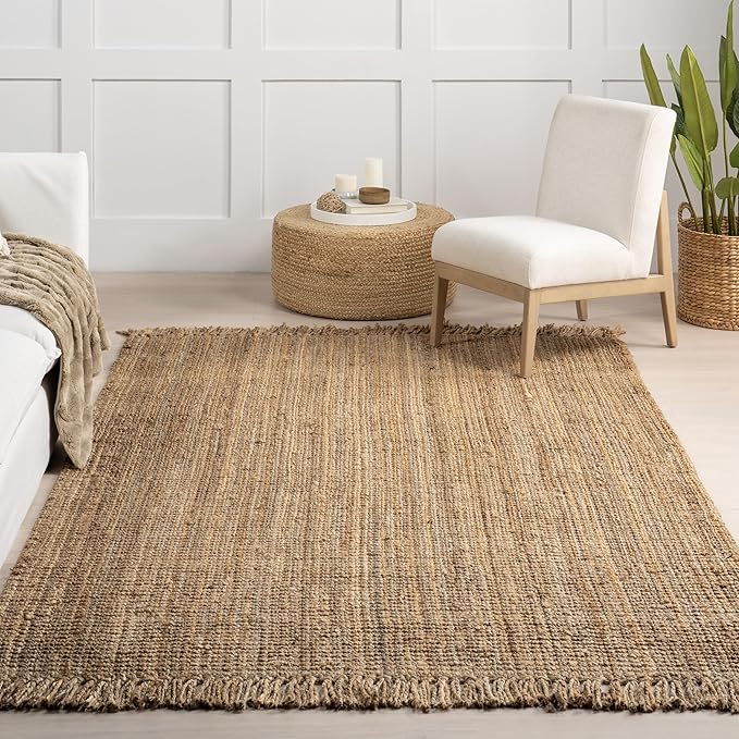 Nuloom Daniela Natural, 3' x 5', Handmade, Jute, Tassel, Soft and Textured, High Traffic, Stain Resistant, Easy Clean, Durable Area Rug for Bedroom, Living Room, Dining Space, Foyer, Entryway