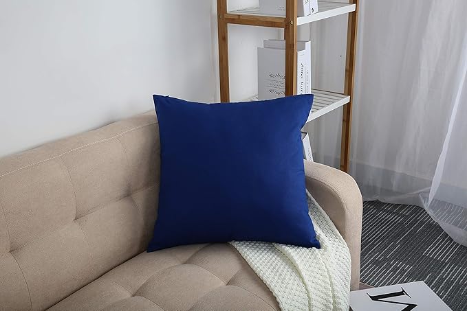 TangDepot Cotton Solid Throw Pillow Covers, 24" x 24" , Royal Blue, 1 Count (Pack of 1)