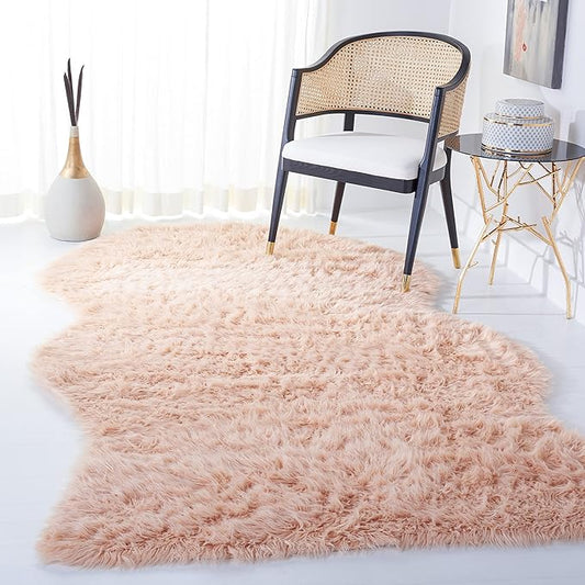 SAFAVIEH Faux Sheep Skin Collection 6' x 9' Light Pink FSS115U Silken Glam 2.35-inch Thick Area Rug