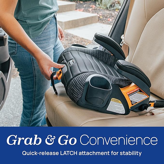 Chicco GoFit ClearTex Plus Backless Booster Car Seat, Latch Attachment, Quick-Release Latch Removal, Portable Car Booster Seat for Children at Least 4 Years Old and 40-110 lbs | Confetti/Black