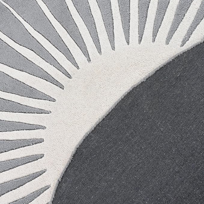 Modern Round Area Rug – Hand-Tufted with 100% NZ Wool, Thick & Soft Circular Carpet for Living Room, Bedroom & Dining Room Decor (Grey, 5' Round)