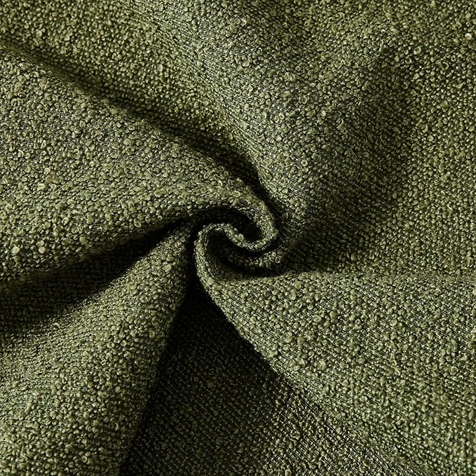 Boucle Decorative Throw Pillow Covers for Couch Set of 2, 18x18 inches, Olive