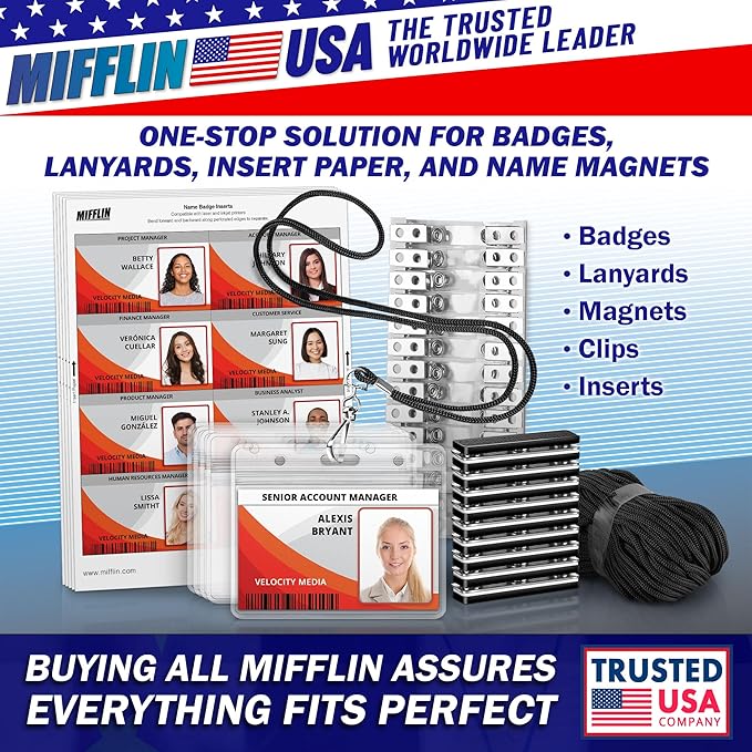Mifflin-USA Passport & Card Holders (Clear, 4x6 Inches, 50 Pack), Extra Large ID Name Badge Holder, Zipperless Vertical Plastic Card Holders