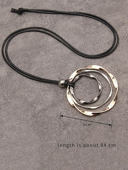Leather Necklace for Women Boho Choker Necklace Long Cord Leather Pendant Bohemian Neckalce Vintage Alloy Pendant Leather Rope Necklace Wooden Necklaces for Women