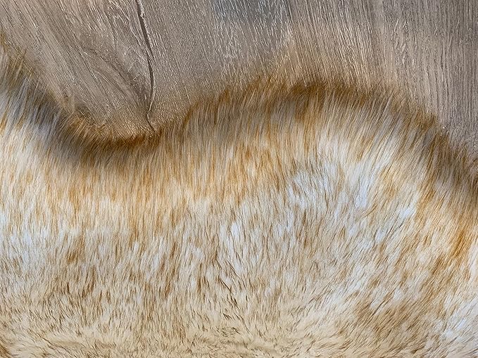 LAMBZY Faux Sheepskin Super Soft Hypoallergenic Silky Shag Rug for Living Room, Kids Room, Sofa (Quarto 4 Pelts Side by Side 3'x8', White/Brown Tips)