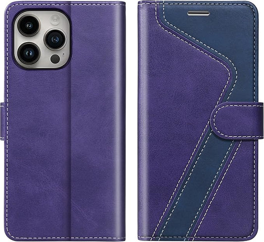 CIVICASE for iPhone 16 Pro Wallet Case,PU Leather Flip Case RFID Blocking Credit Card Holder Folio Magnetic Stand TPU Shockproof Cover Compatible with iPhone 16 Pro, Purple Blue