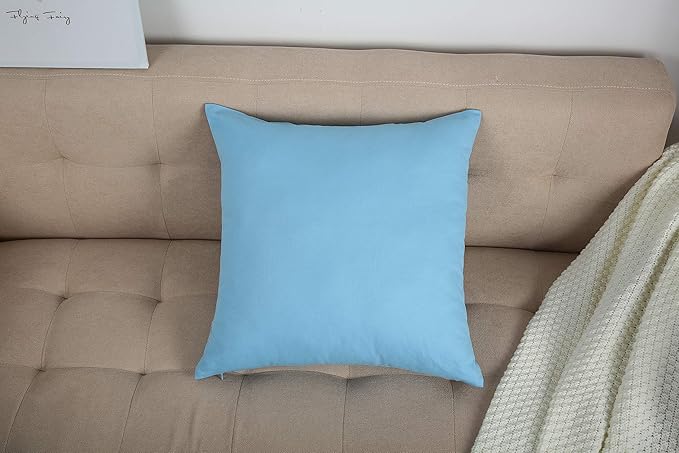 TangDepot Cotton Solid Throw Pillow Covers, 26" x 26" , Sky Blue, 1 Count (Pack of 1)