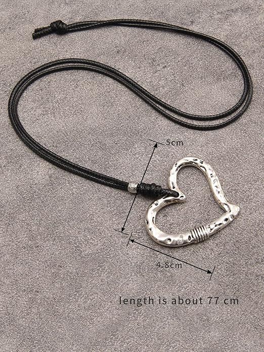 Leather Necklace for Women Boho Choker Necklace Long Cord Leather Pendant Bohemian Neckalce Vintage Alloy Pendant Leather Rope Necklace Wooden Necklaces for Women