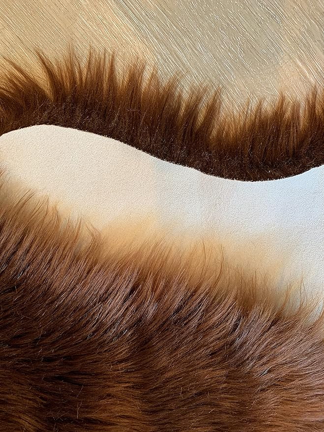 LAMBZY Faux Sheepskin Super Soft Hypoallergenic Silky Shag Rug for Living Room, Kids Room, Sofa (Sexto 6 Pelts 6'x6', Brown)