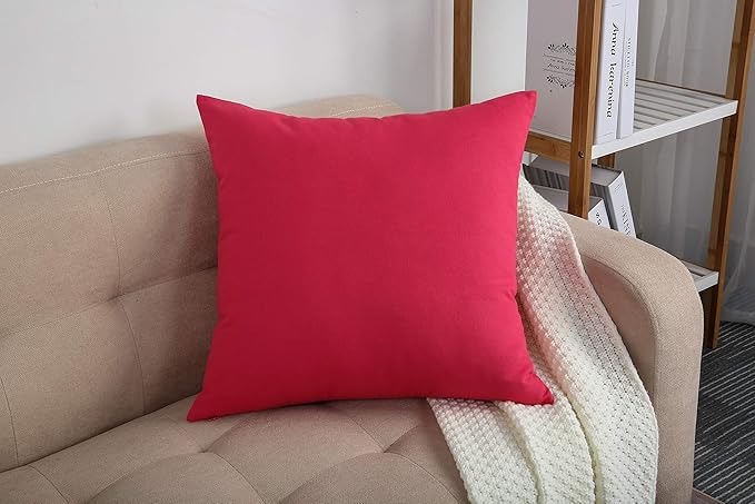 TangDepot Cotton Solid Throw Pillow Covers, 14" x 14" , Watermelon Red, 1 Count (Pack of 1)