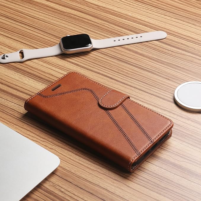 CIVICASE for iPhone 14 Pro Max Wallet Case,Leather Flip Case [RFID Blocking] Credit Card Holder Folio Magnetic Stand TPU Shockproof Cover Color Matching for iPhone 14 Pro Max (6.7") Brown