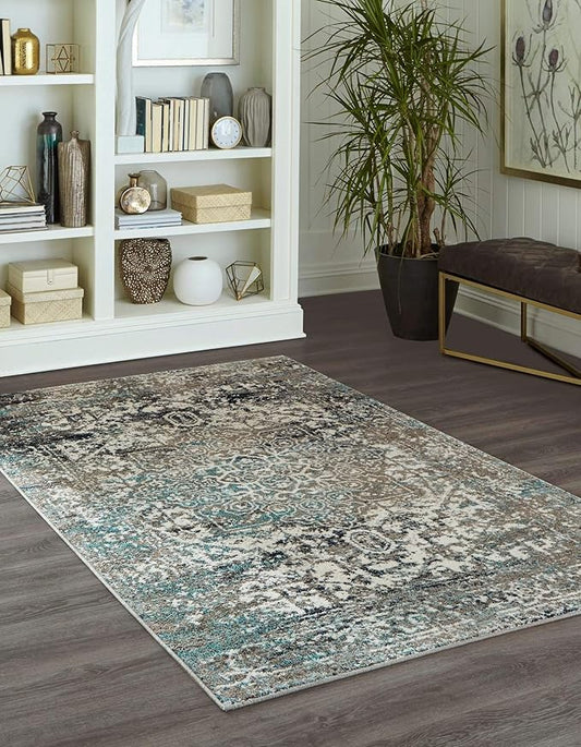 Rugs.com Arlington Collection Rug – 6' x 9' Grey Medium-Pile Rug Perfect for Living Rooms, Large Dining Rooms, Open Floorplans