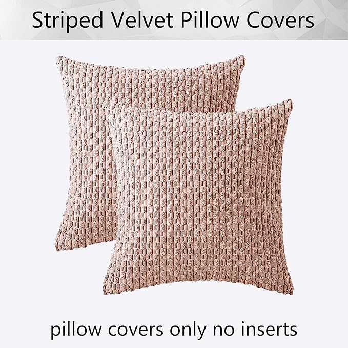 Kevin Textile 2 Packs Light Pink 26x26 Pillow Covers Euro Pillow Covers with Stripe Pattern Big Throw Pillow Covers for Valentines Day Gifts Couch Bedroom 66x66 cm