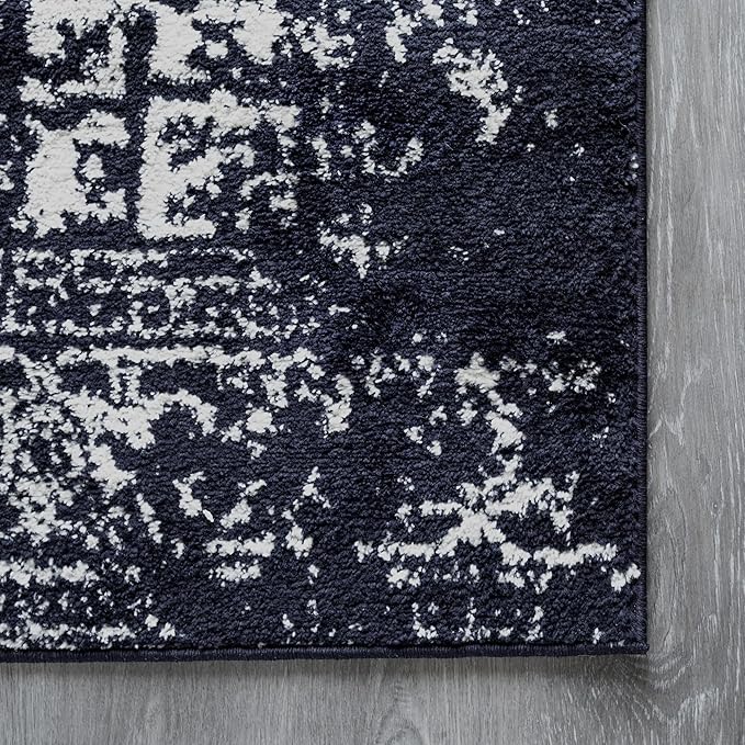 Rugs.com Arlington Collection Rug – 6' x 9' Navy Blue Medium-Pile Rug Perfect for Living Rooms, Large Dining Rooms, Open Floorplans