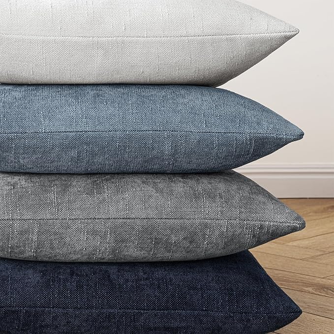 MIULEE Pack of 2 Decorative Throw Pillow Covers Soft Chenille Throw Pillows Solid Textured Cushion Covers for Couch Sofa Bedroom Living Room 20x20 Inch, Grey White