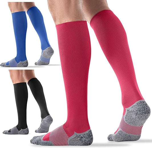 Bbfrey Medical Compression Socks 20-30 mmHg for Men Women (3 Pairs) - Best Support for All Day Wear, Pain Relief, Circulation