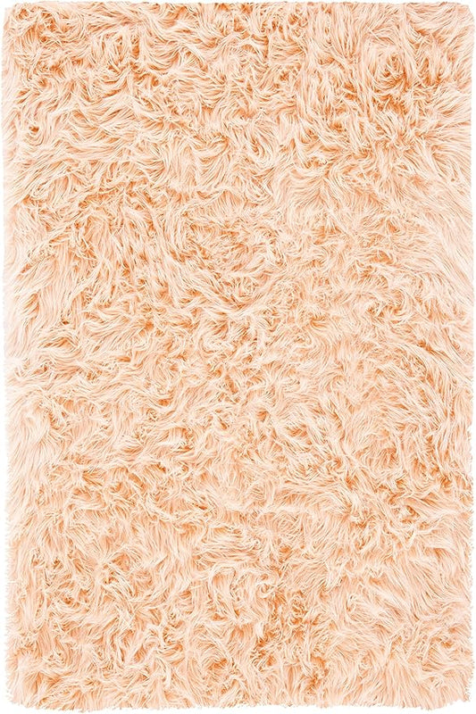 SAFAVIEH Faux Sheep Skin Collection 2'6" x 4' Light Pink FSS235U Silken Glam 2.35-inch Thick Accent Rug