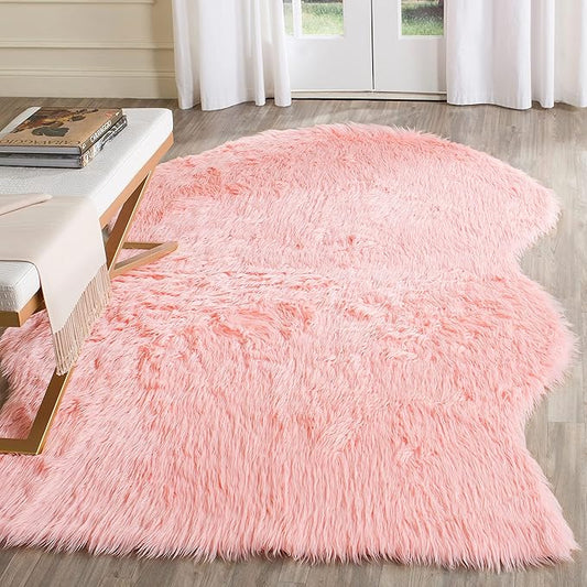 SAFAVIEH Faux Sheep Skin Collection 4' x 6' Pink FSS115G Silken Glam 2.35-inch Thick Area Rug